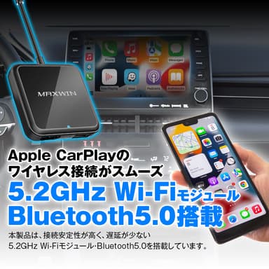 5.2GHz Wi-Fiモジュール、Bluetooth5.0搭載