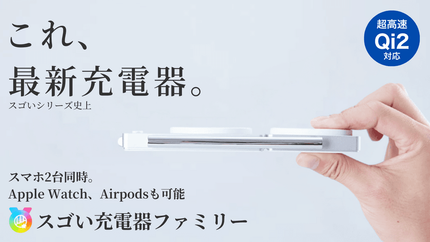 わずか厚み1.6cmで3in1急速充電！スマホ2台同時充電可能な
「スゴい充電器ファミリー」の先行予約販売を12月31日より開始