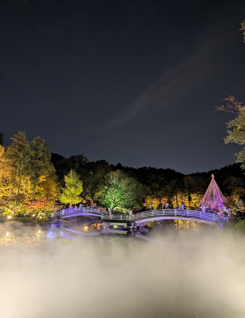 めざせ“天空の城 野津田”
11月30日(土)雲に浮かぶたいこ橋が一夜限りブルーに染まる！
～薬師池　紅葉ライトアップ　薬師雲海～