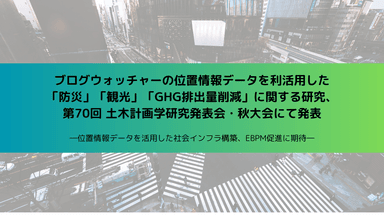 ブログウォッチャーの位置情報データを利活用した「防災」「観光」「GHG排出量削減」に関する研究、第70回 土木計画学研究発表会・秋大会にて発表