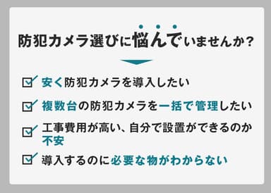 防犯カメラ選びに悩んでいませんか？