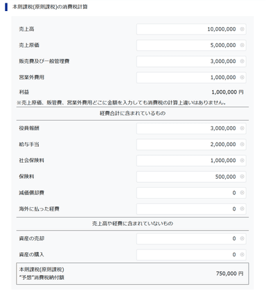 本則課税(原則課税)の消費税計算