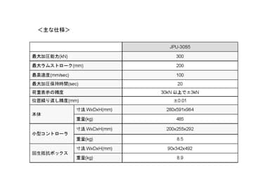「エレクトロプレス JP5Sシリーズ」30ｔタイプ　主な仕様