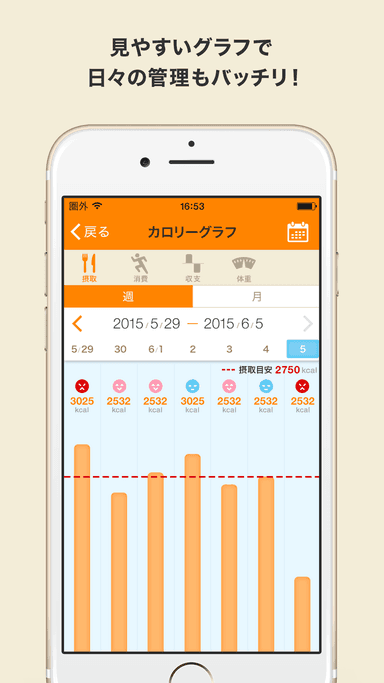 見やすいグラフで日々の管理もバッチリ！